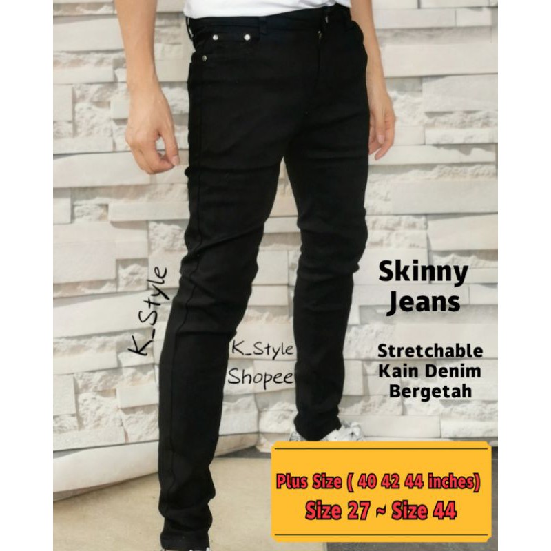 (Saiz 26 44) Men's Stretch Skinny Jeans ( black and dark blue