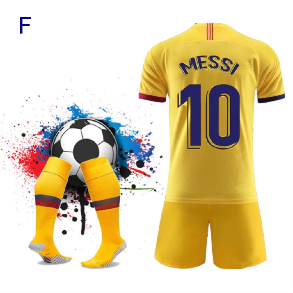 ZUA-SPORT New 2019-2020 Home #10 Messi Soccer Football Jersey for Kids Youth Shirt Short Socks Kit 