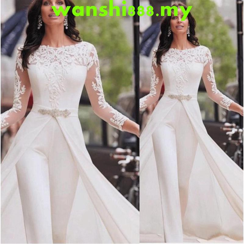 white long sleeve lace jumpsuit