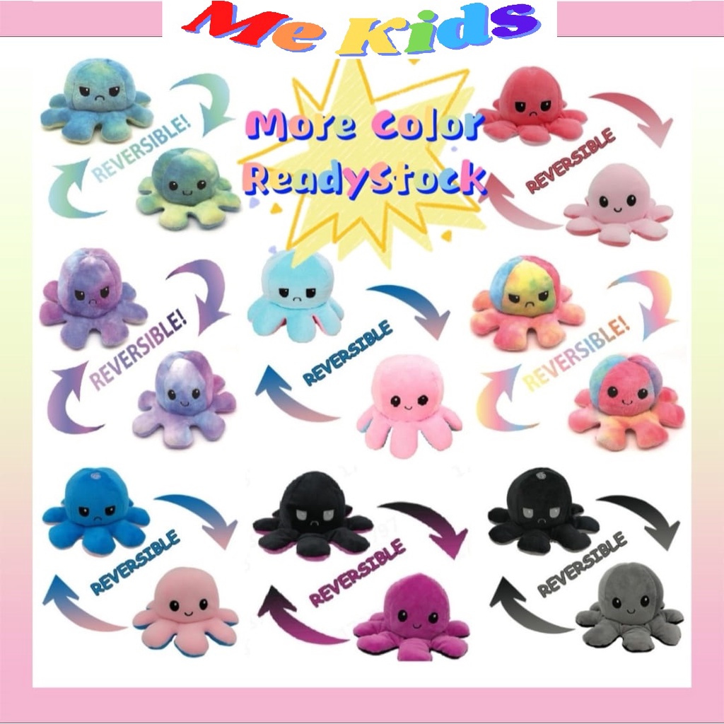 ‍‍‍MEKIDS‍‍‍Reversible Octopus Doll Patung Sotong Octopus Toy Plush TIKTOK Bipolar Plushie Stuffed Gifts Kids