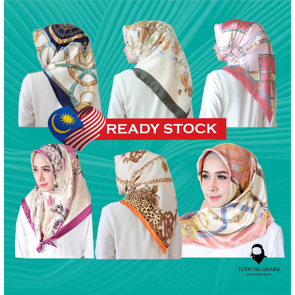 Ready Store Malaysia Modern Fashion Tudung Bawal Hijab Segi Empat Cantik modern Tudung Satin Silk Tudung