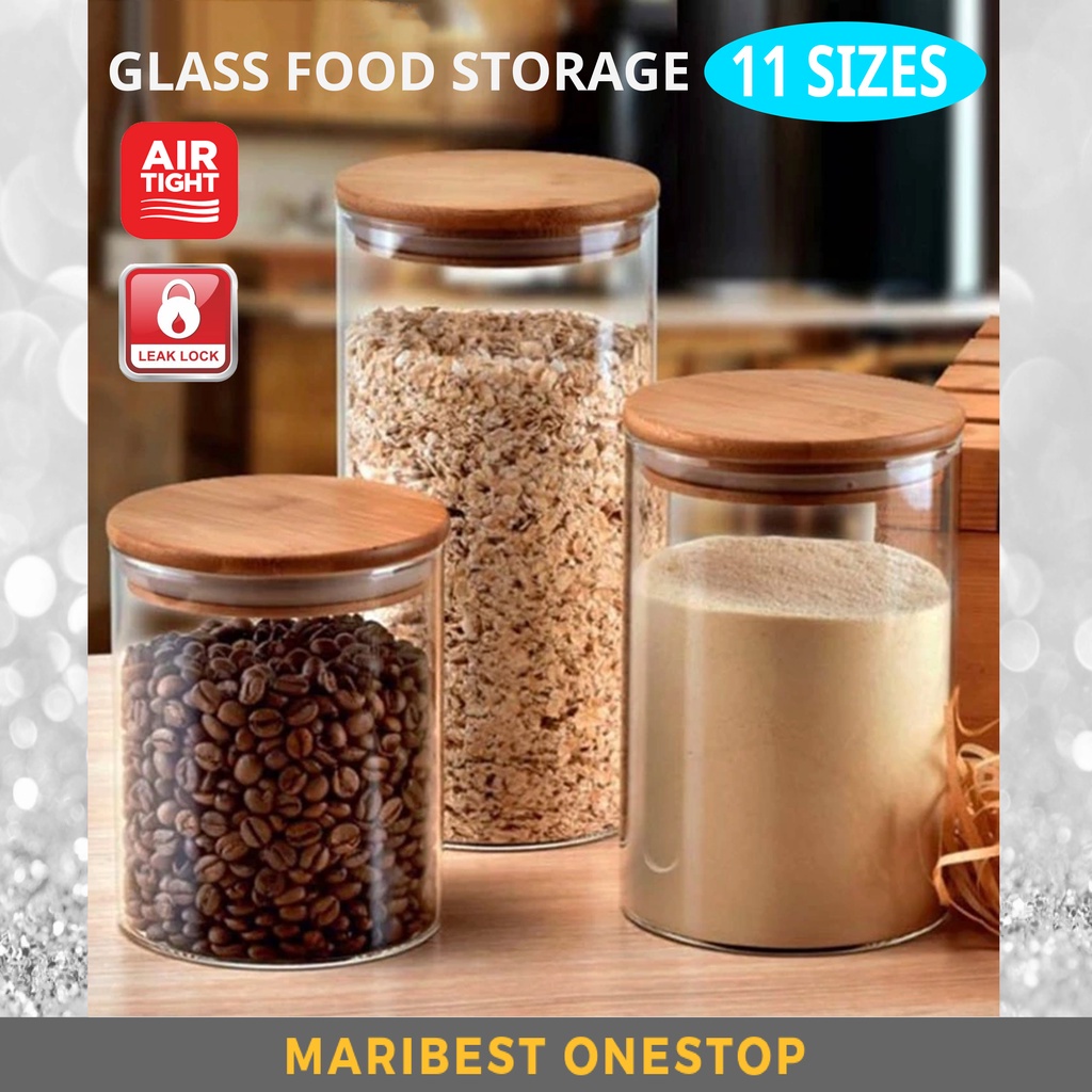 Round Glass Spice Container Condiment Bottle Airtight Glass Jar Glass Food Storage Bekas Rempah Kedap Udara Spice