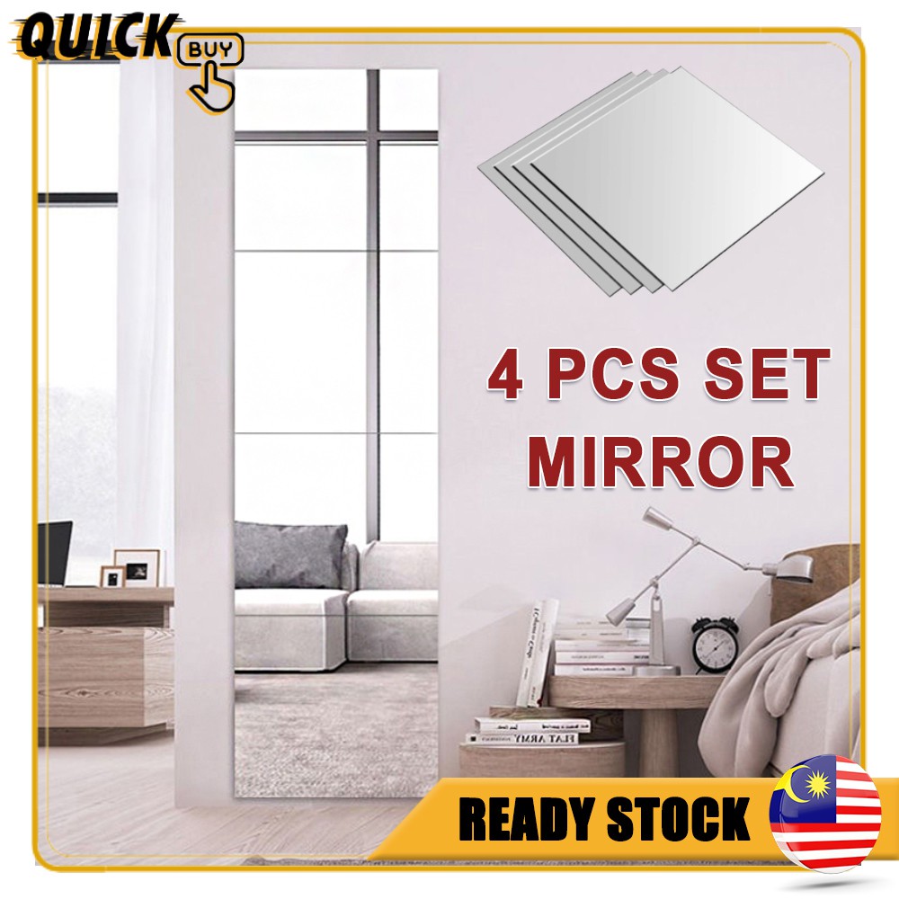 QuickBuy Mirror 001 Super Value 4 Pcs Set Real Mirror Self Adhesive ...