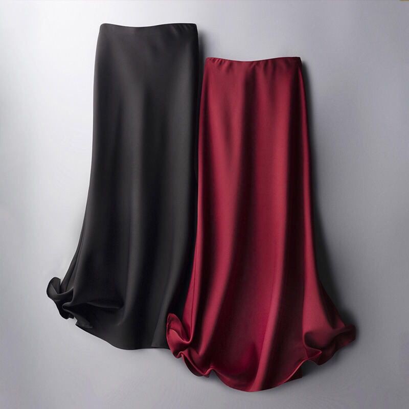 mid length satin skirts small