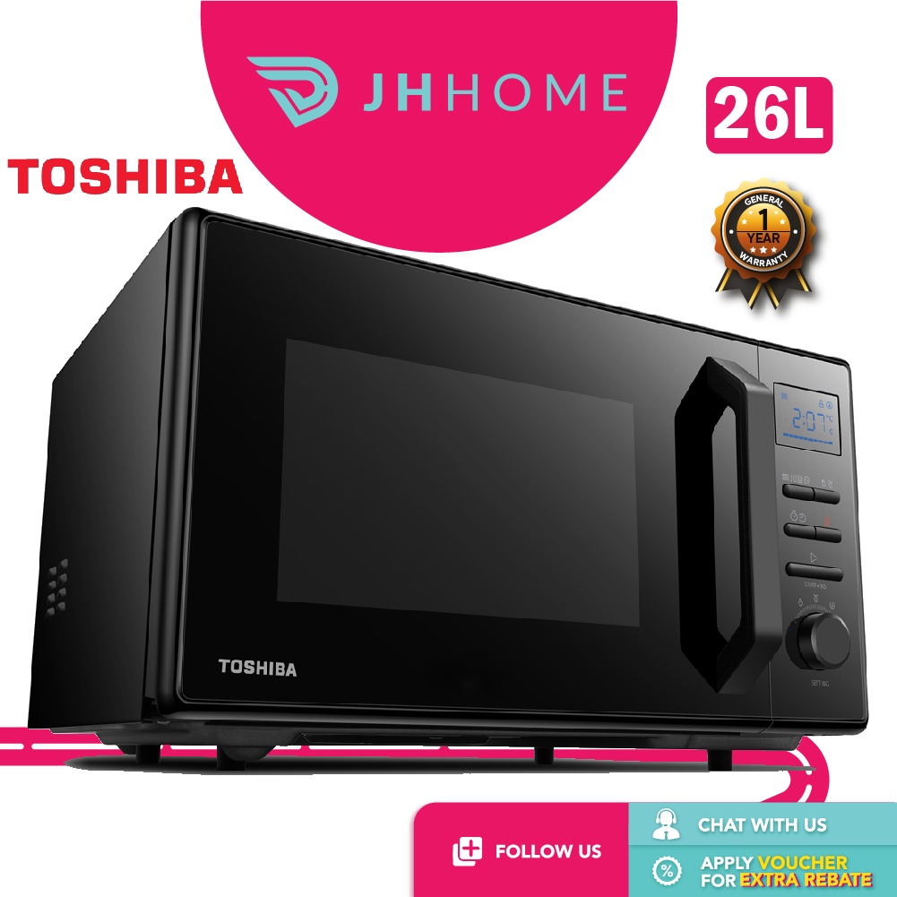 Toshiba Grill & Convection Combi Cooking Microwave Oven with 10 Auto Cook Menu (26L) MW2-AC26TF-BK 