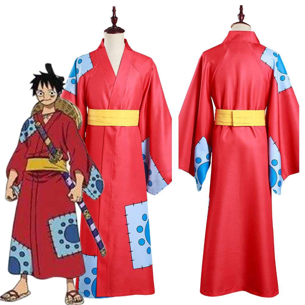 In Stock One Piece Wano Country Monkey D. Luffy Cosplay Costume Kimono