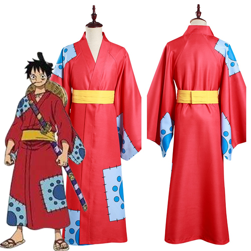 In Stock One Piece Wano Country Monkey D. Luffy Cosplay Costume Kimono ...