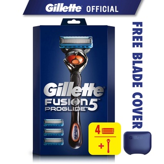 Image of Gillette Proglide Bundle Pack 1 Razor Handle + 4 Blades Refills + FREE Razor Shaver Cap Pisau Cukur