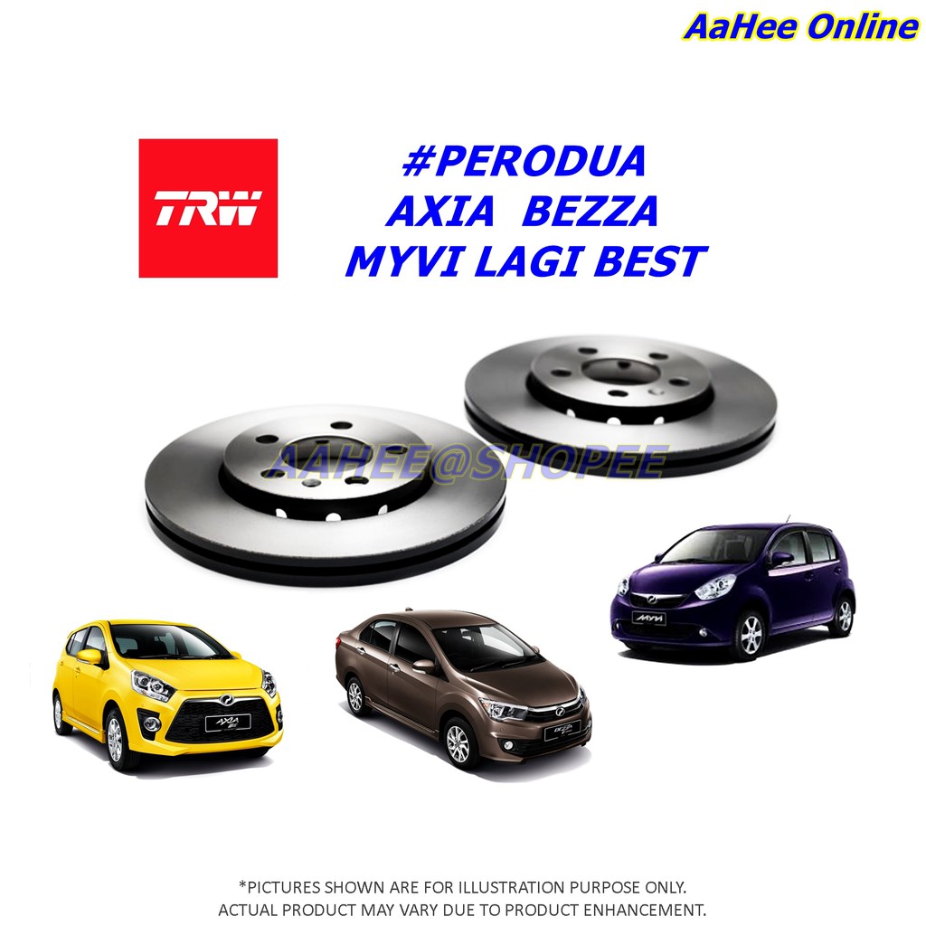 1Pair TRW Perodua Axia Bezza Myvi Lagi Best Icon Front Brake Disc Rotor