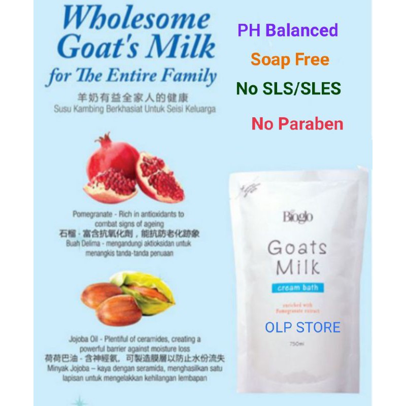 Cosway Bioglo Goats Milk Cream Bath Refill Pack750ml (Exp09/2024