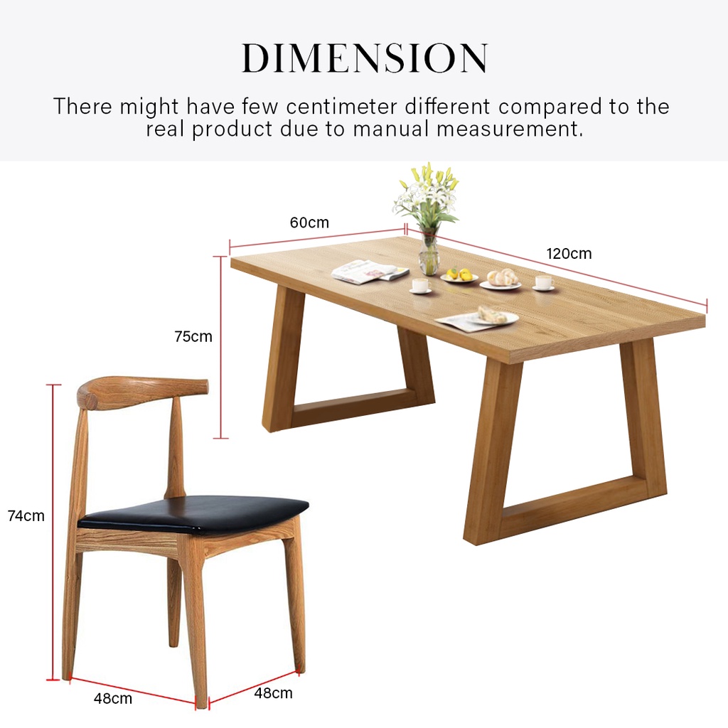 FINSSO: Marson Solid wood Dining Table 120x60cm / Dining Set with 4 Chairs