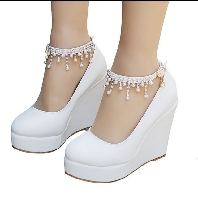 [KASUT KAHWIN] [WEDDING SHOES] White Wedges | Shopee Malaysia