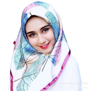shopee Simulation Silk scarf 90cm Large Square Malaysia Casual Headscarf Foreign Trade