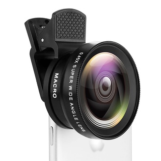 Mobile Phone Camera Lens 37MM 0.45X 49UV Super Wide Angle Lens Macro Telephoto Fisheye Black Universal Clip for Smart Phones