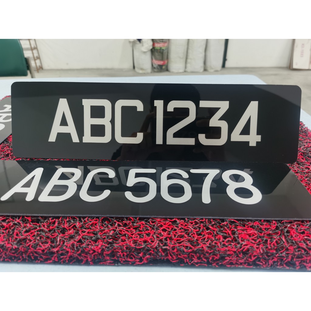 NUMBER PLATE KERETA 2D (TULISAN DALAM) SINGAPORE FONT (6.2CM) Shopee