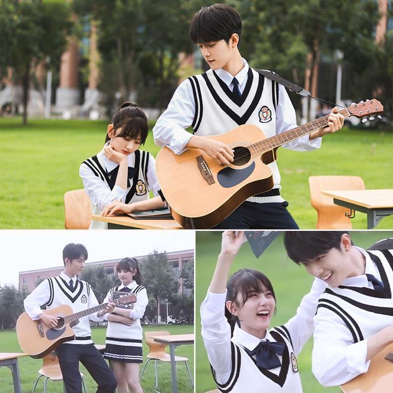 #Men's Sweater & Knitwear School uniform vest #Xiao Zhan Same Style Clothes dk Preppy jk Vest Men Uniform White Women V-Neck Knitted
