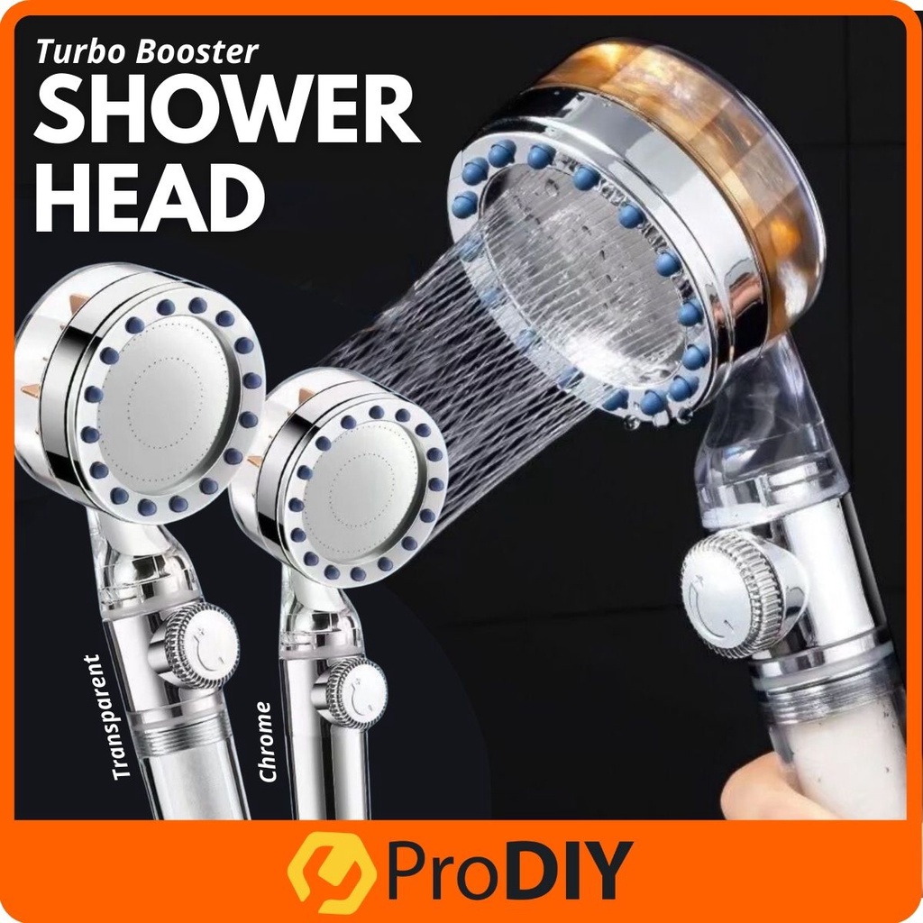 Pressure Booster Shower Head Nozzle with Water Filter Turbo Fan Water