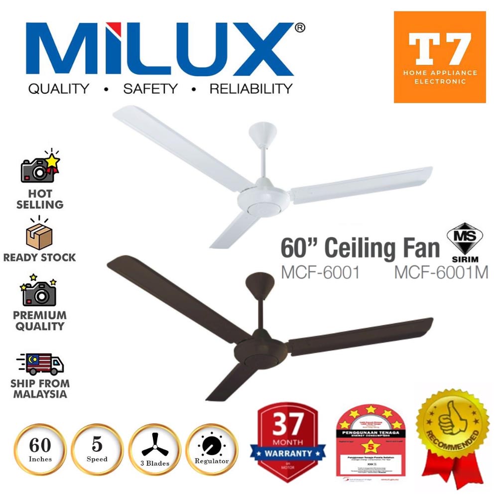 Milux Ceiling Fan 60'' MCF6001 **WHITE** / MCF6001M **BROWN** (1 UNIT