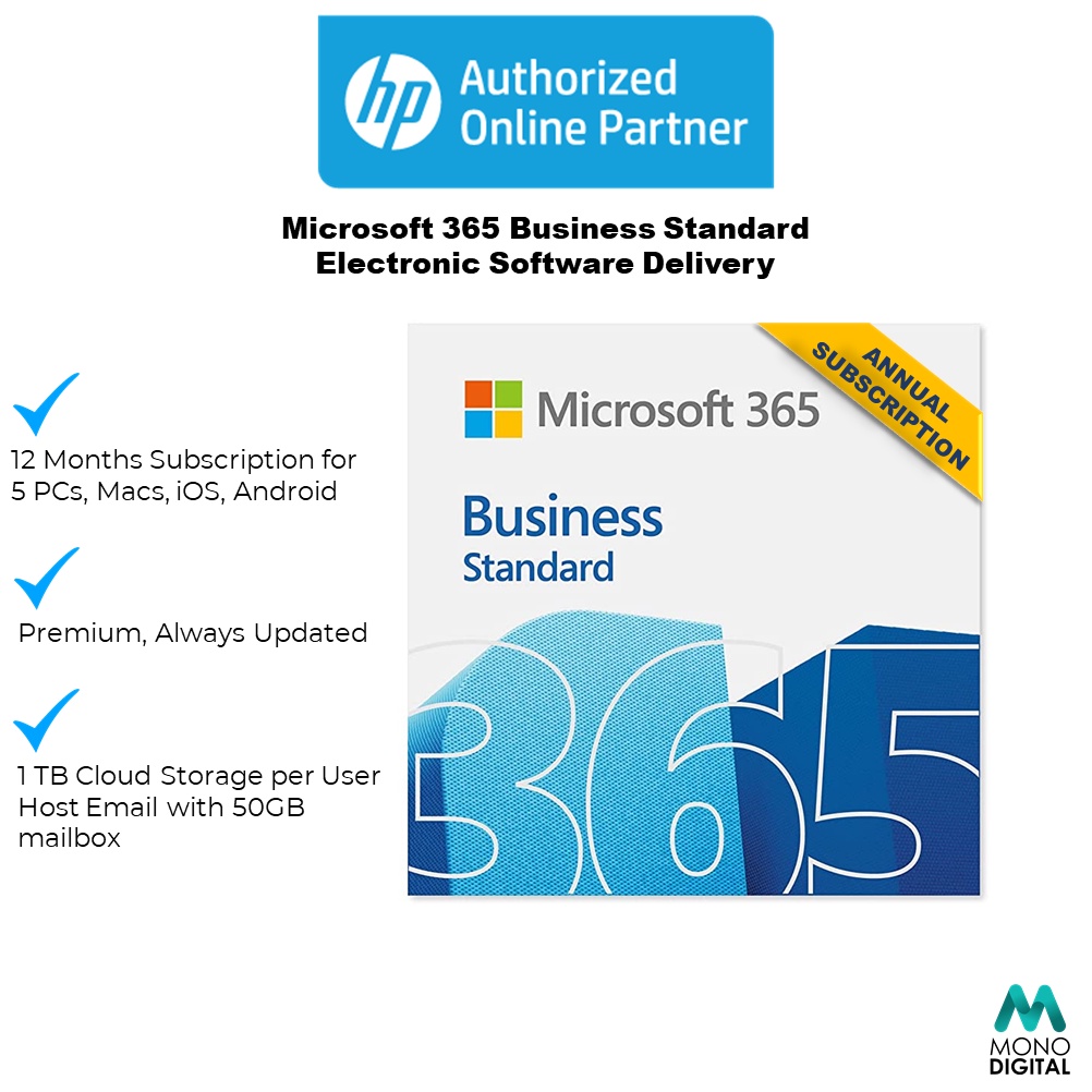 Microsoft 365 Business Standard Electronic Software Delivery (ESD) Version Microsoft  Office [Free Extra 3 Months with Any Purchase of PC, MAC, Tablet Smartphone  or PC Accessories] | Shopee Malaysia