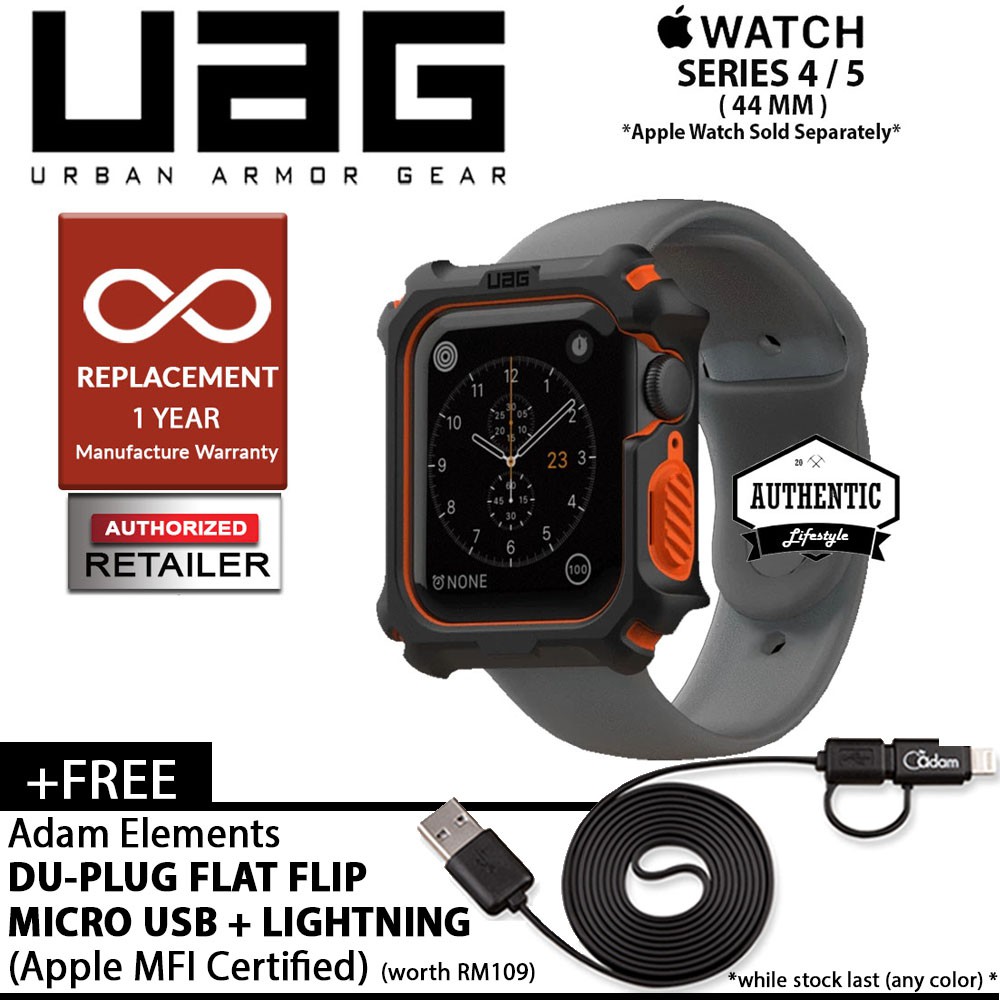Uag Watch Case For Apple Watch Series 4 5 44mm Black Orange Free 1pcs Usb Adam Element Shopee Malaysia