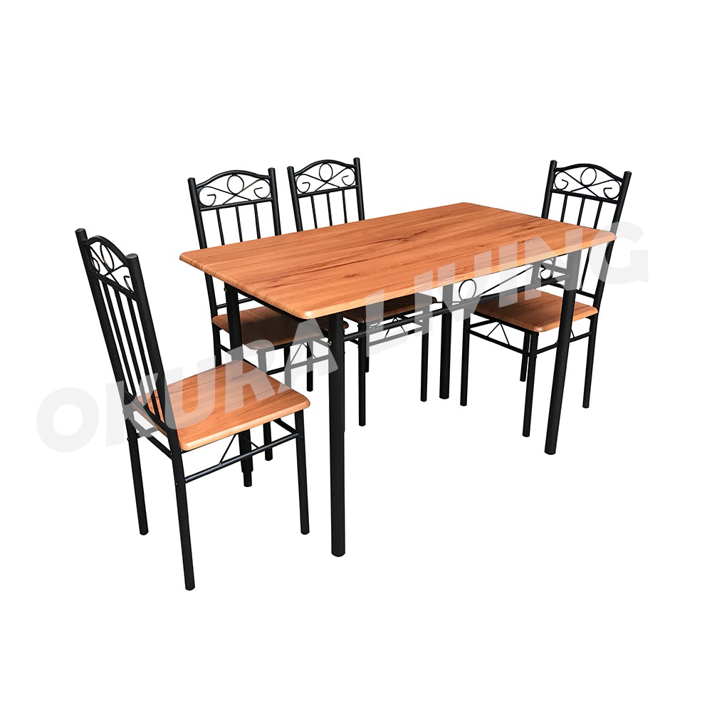 Okura Dining Table with 4 Chairs Home Living Set Meja 
