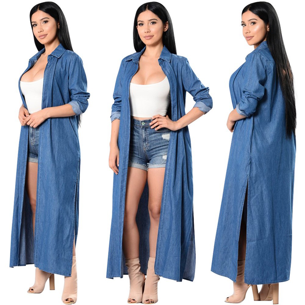 denim long shirt for ladies