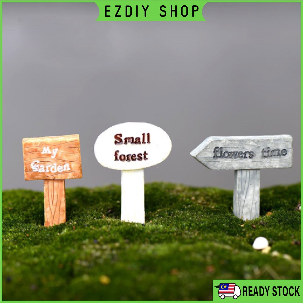Resin Crafts Sign Board Signboard Miniatures Fairy Garden Gnome Moss Decor Bonsai Figurines