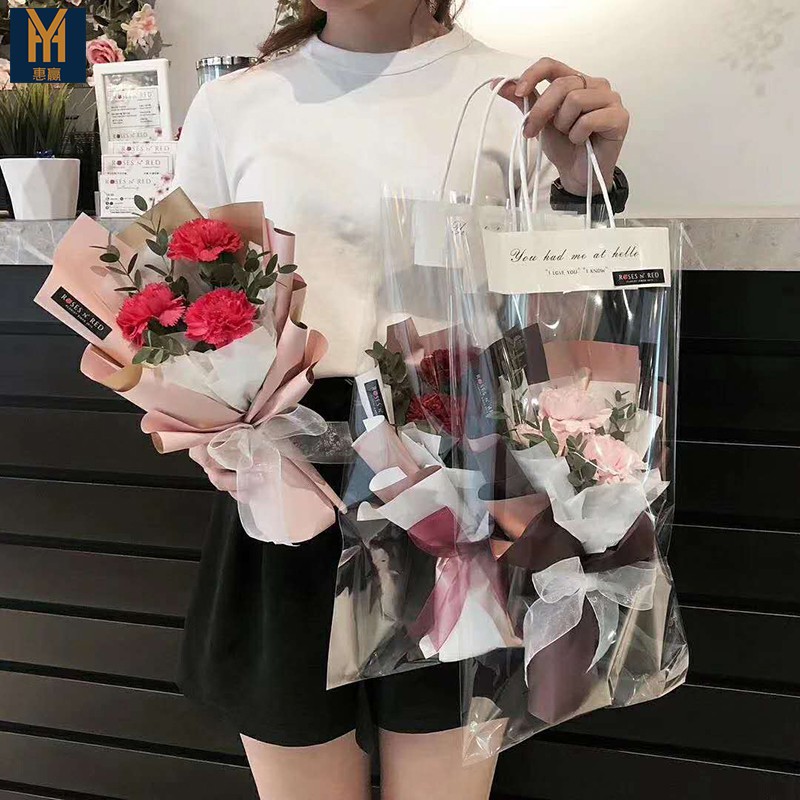 Buy Malaysia Ready Stock Single Flower Pvc Clean Transparent Flower Bag Flower Gift Bag L 鲜花手提袋透明花袋单支玫瑰花包装袋ins网红花束袋花店礼品袋子