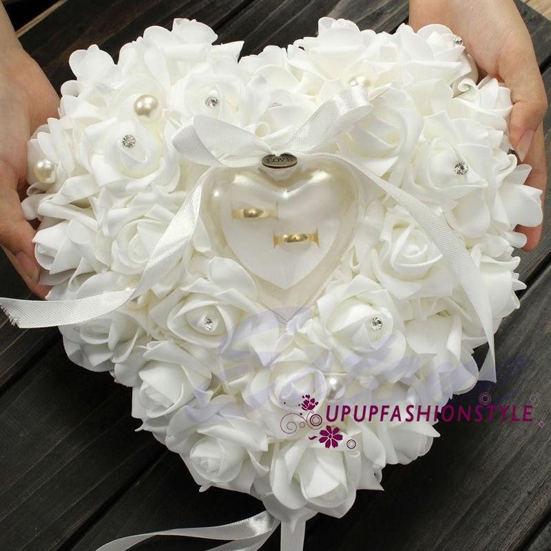 SYP-Romantic Rose Wedding Favors Heart Shaped Jewelry Gift Ring Box Pillow