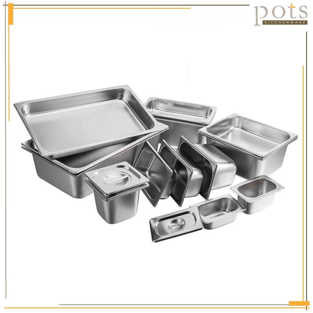 Stainless Steel 1/9 1/6 Chafing Dish Inserts Food Pan Condiment Container with Lid Cover 餐盘 (Small) - B0900M