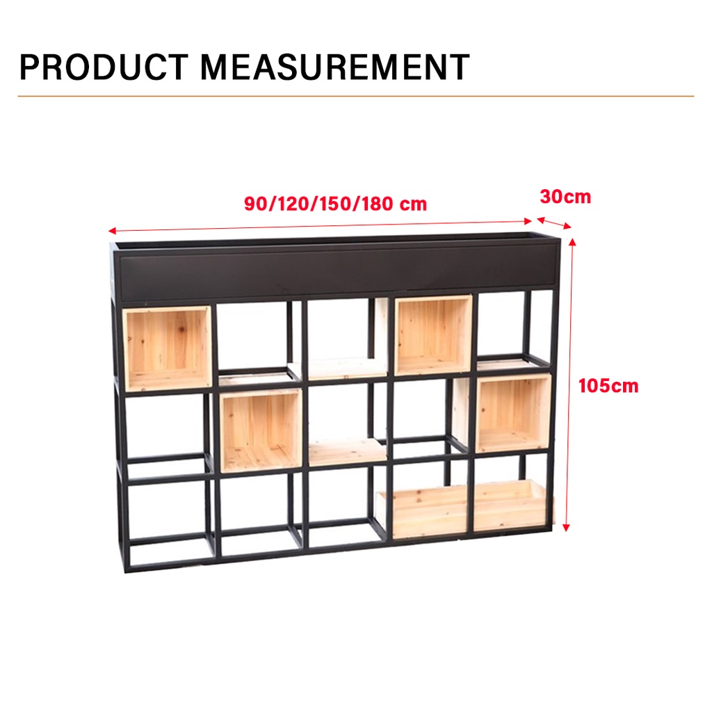 READY STOCK!!! FINSSO: CHAMBERLAIN Industrial Design Iron Rack Shelves / Rak Besi Kukuh /Rak Hiasan/