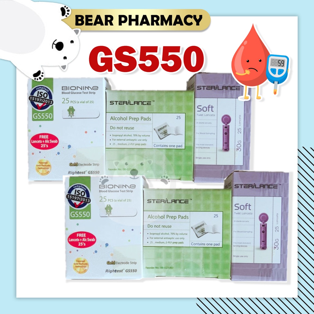 BIONIME GS550 Rightest Test Strips 25's/ 2x25's [Exp 02/2024] Blood