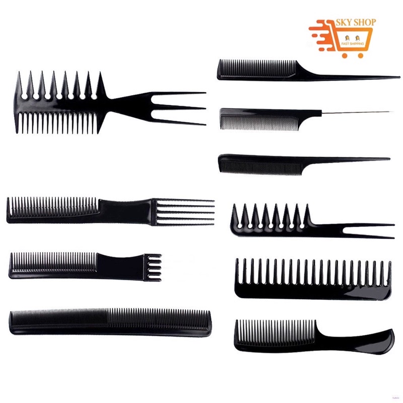 10 Pcs Hair Styling Comb Set Professional Kit Hairdressing Brush Barbers  Combs | Shopee Malaysia