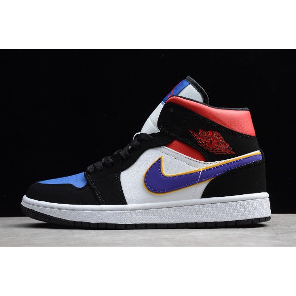 red white and blue jordans 1