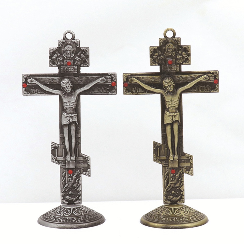 5 Colors Russian Orthodox Icon Cross Christ Jesus Charms Table Crucifix Car Ornament Home Church Decor