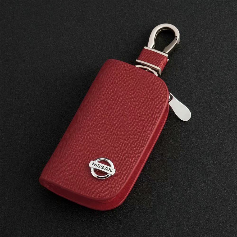 NISSAN Car Key Holder Leather Smart Remote Cover Fob Case KeyChain Pouch Keyring Altima Navara