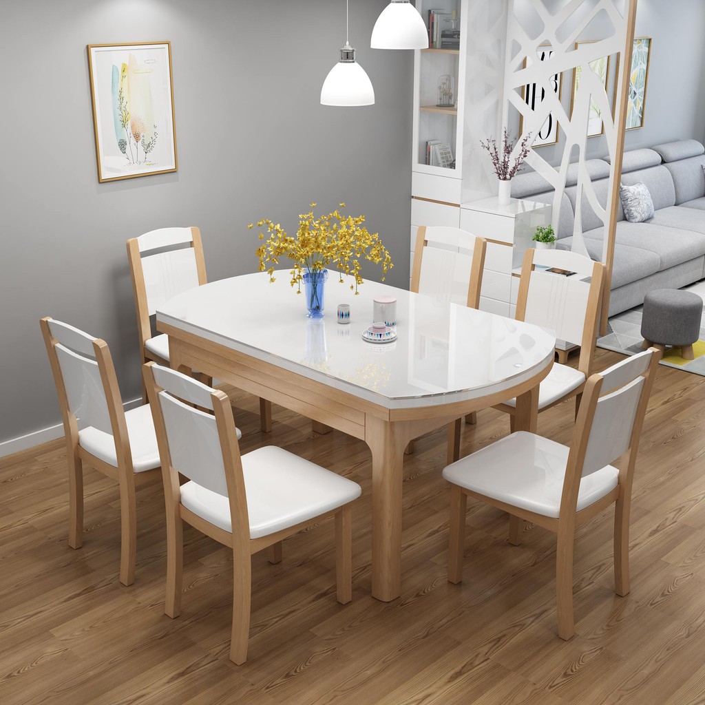 Ready StockNordic Large Size Solid Wood Dining Table And