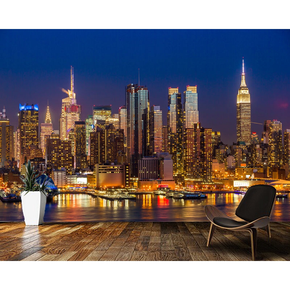 Papel de parede New York City Manhattan building at night 3d wallpaper  mural,living room tv wall bedroom wall papers home decor | Shopee Malaysia