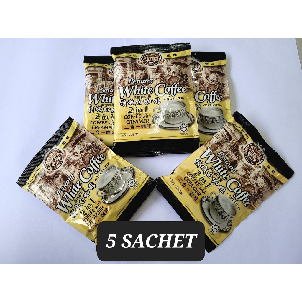 Coffee Tree Penang White Coffee 2 IN 1 (NO SUGAR) - 5 SACHET x 30g - EXPIRY DATE : Jan 2028