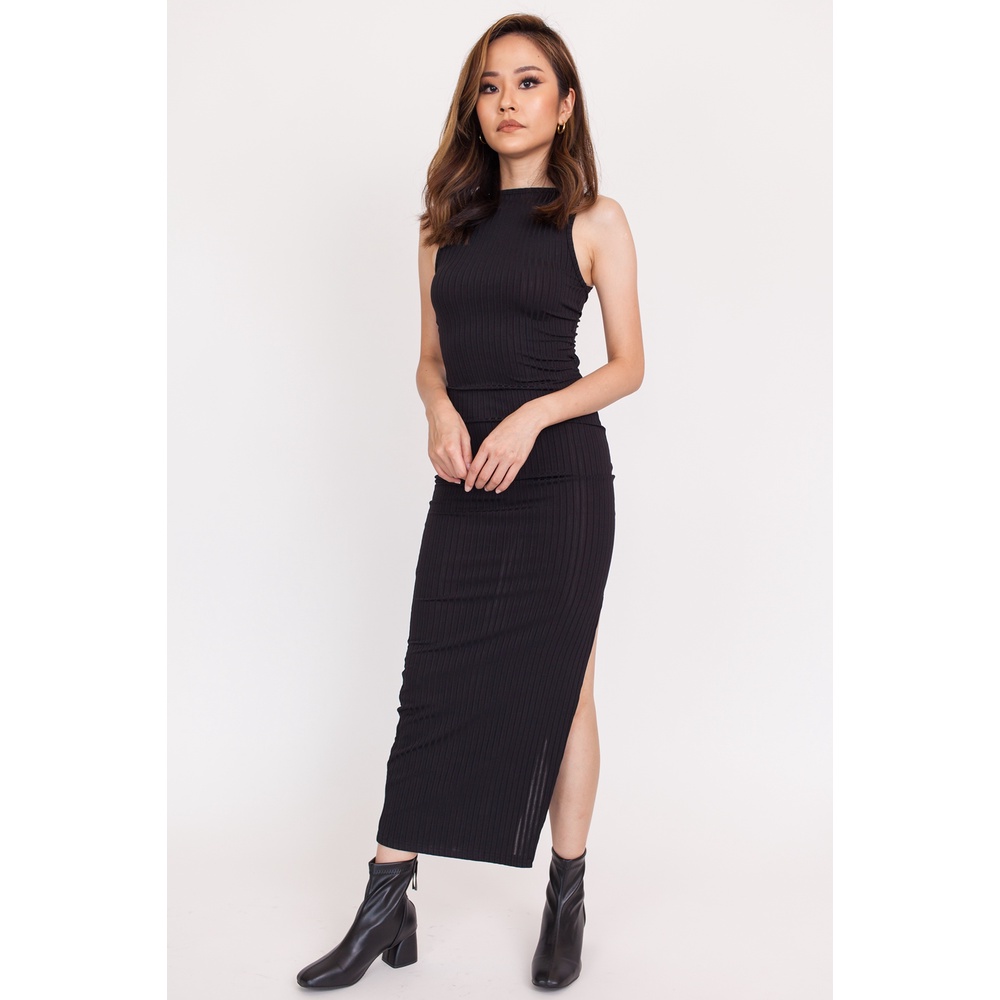 Knot Detail Ribbed Maxi Dress | Shopee Malaysia