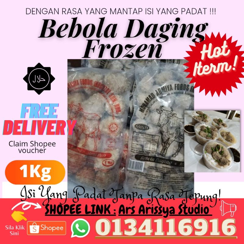 Hot Iterm 💥 Bebola Daging Bakso Meatball Frozen 1kg Ready Stock Halal