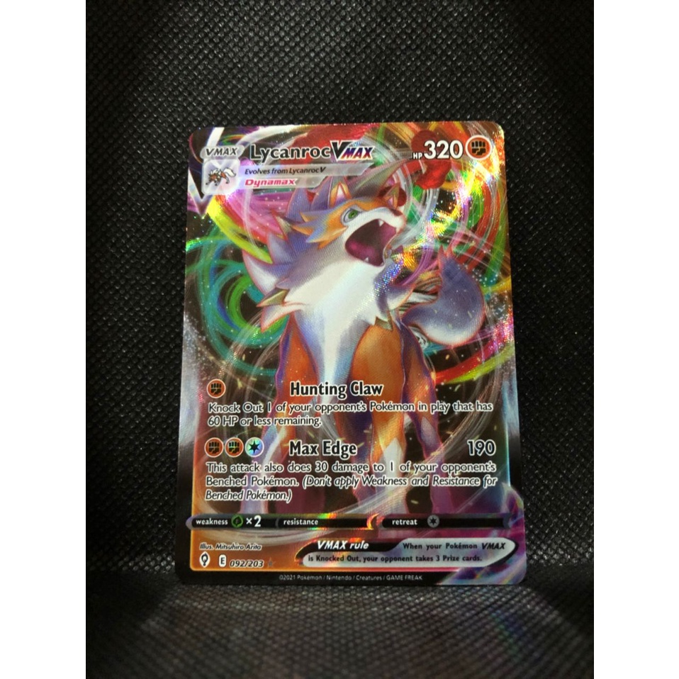 Pokemon TCG trading card - Lycanroc Vmax 092/203 (Evolving Skies ...