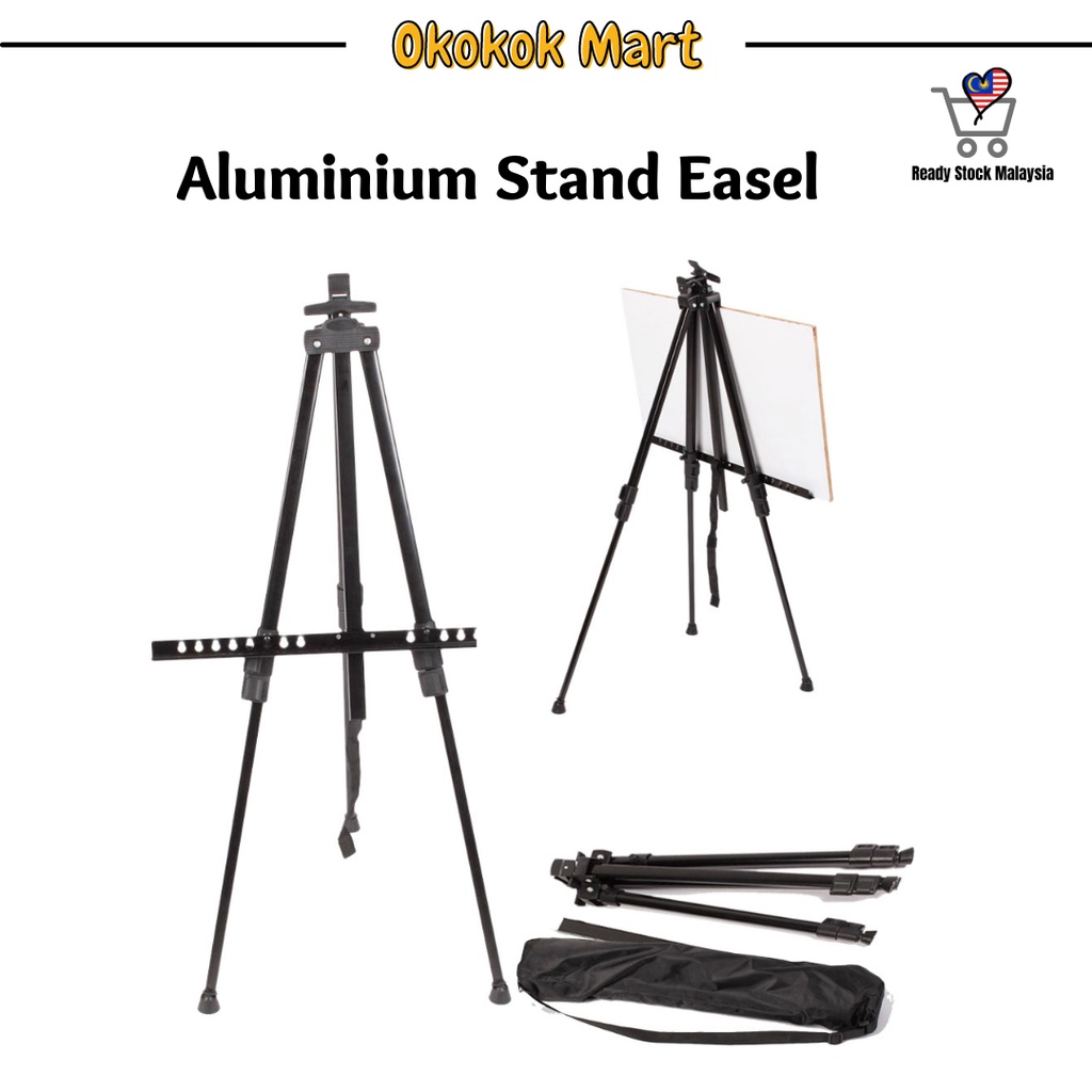 Ready StockHigh Quality Aluminium Easel Stand Multipurpose Stand /Aluminium Portable Easel Display Stand Tripod1 set