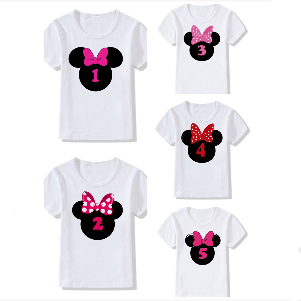 buy mickey mouse minnie mouse birthday numbers bow cartoon print t shirt kids short tops children cute t shirt seetracker malaysia