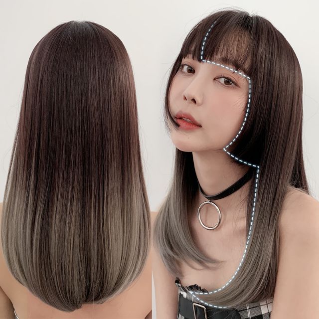 Ready Stock Malaysia Premium Wig He1 Ombre Grey Breathable I