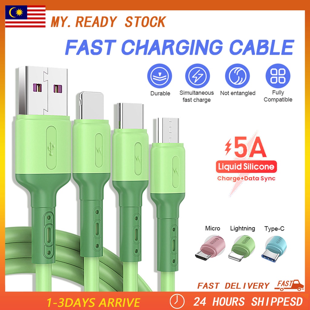 5A Fast Charging Cable liquid silicone cable Compatible for iPhone / Micro Usb / Type-C Usb Cable Compatible for iPhone Android
