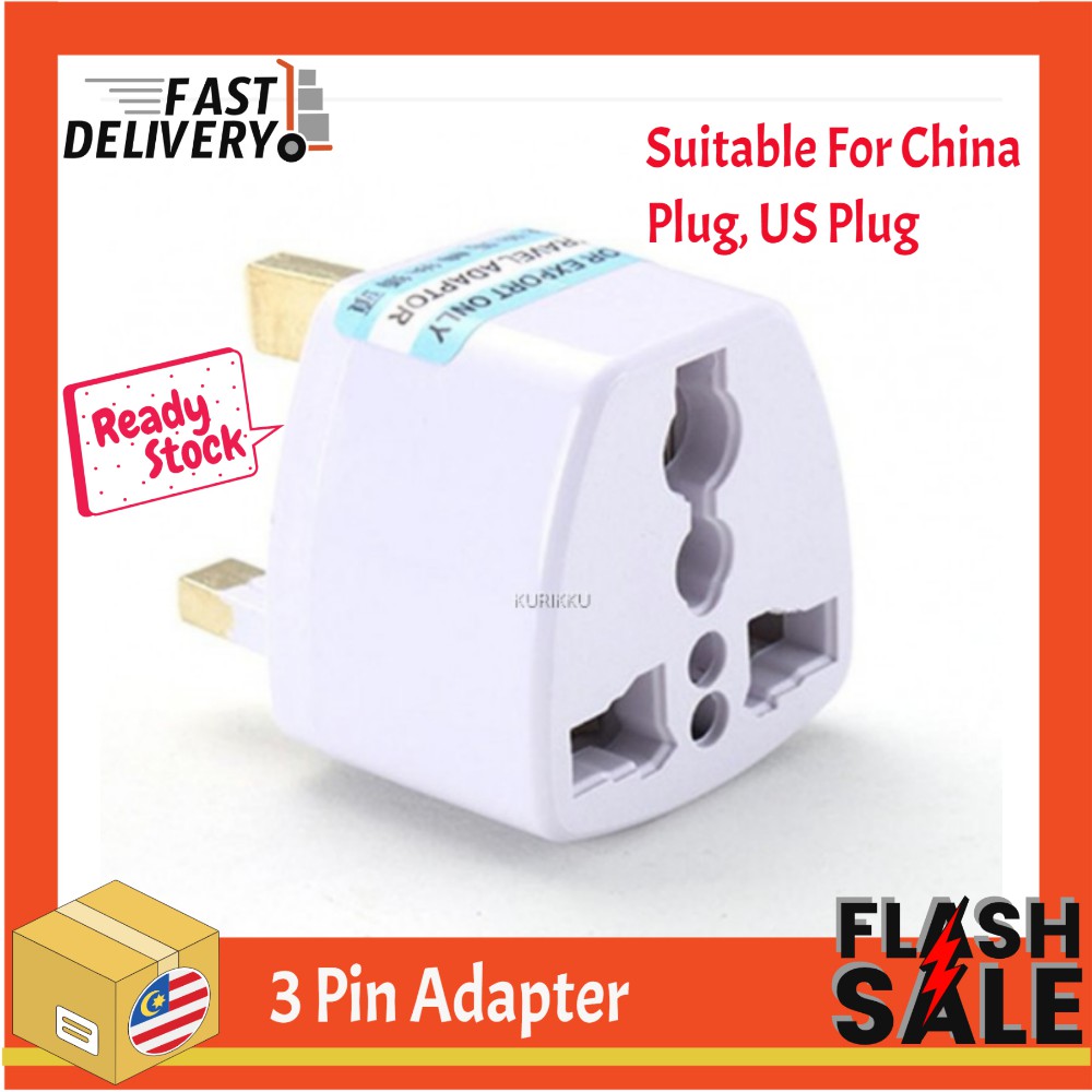 Universal 3 Pin Plug Adaptor 2 Pin US EU CHINA Multi Pin To Malaysia 3 ...