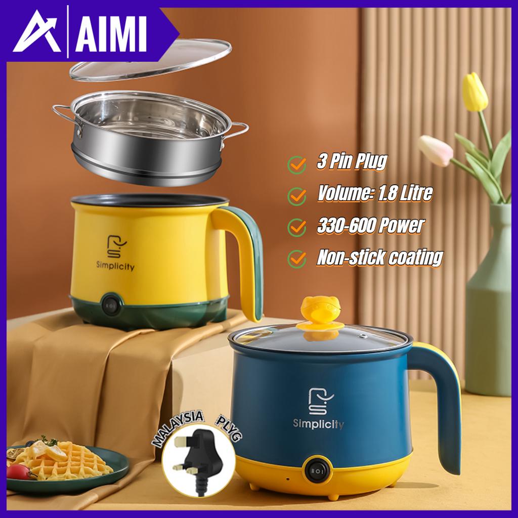 Non Stick Multifunction Electric Pot Portable Mini Rice Cooker With Steamer Frying Pan Free Malaysia 3 Pin Plug