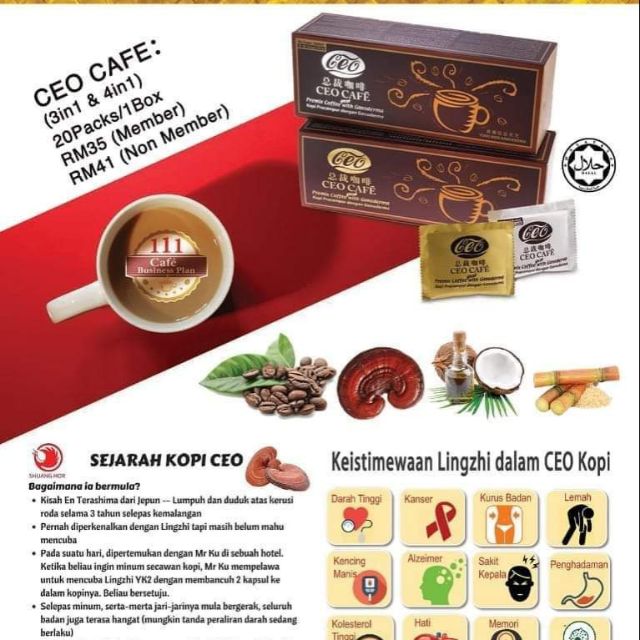 CEO CAFE ( Premix coffee with Ganoderma) | Shopee Malaysia