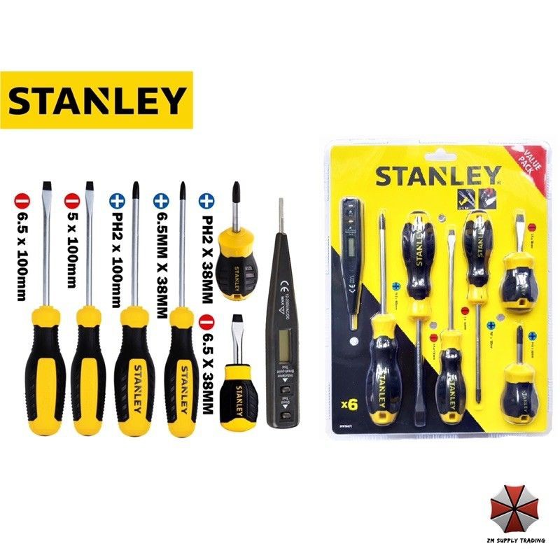 STANLEY 7 Pcs Cushion Grip Magnetic Tips Screwdriver Set W/ Digital ...